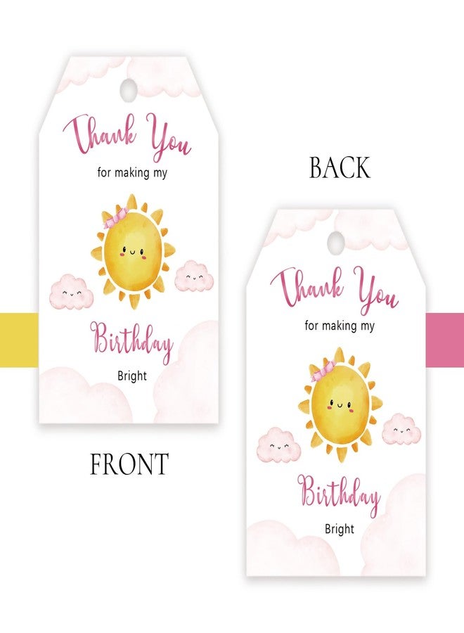 FORSHEEP 50pcs Sunshine Thank You Tags, Sun Gift Tag with String for Girl Birthday Party, Nice Weather Thank You Paper Tags for First Trip Around The Sun Birthday Party Favors - Image 4